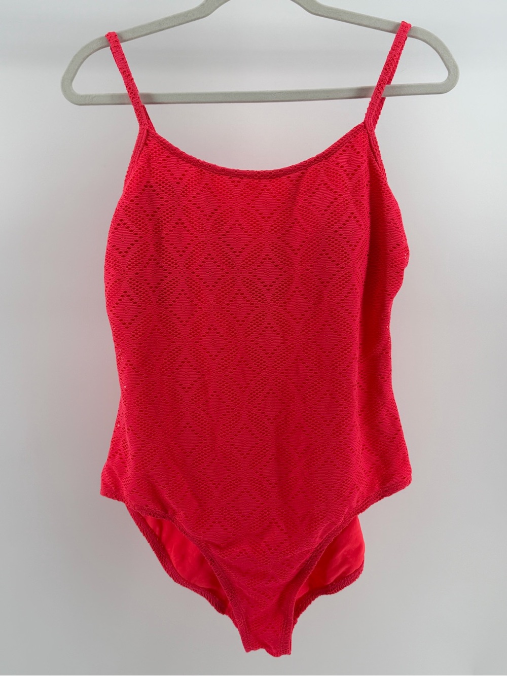 Catalina Crochet Bright Coral Pink One Piece Swimsuit, Women's XL (16/18)